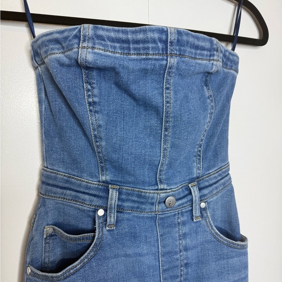 Pilcro - The Madi Front-Slit Denim Dress Strapless Western Boho - XSP - Picture 4 of 15